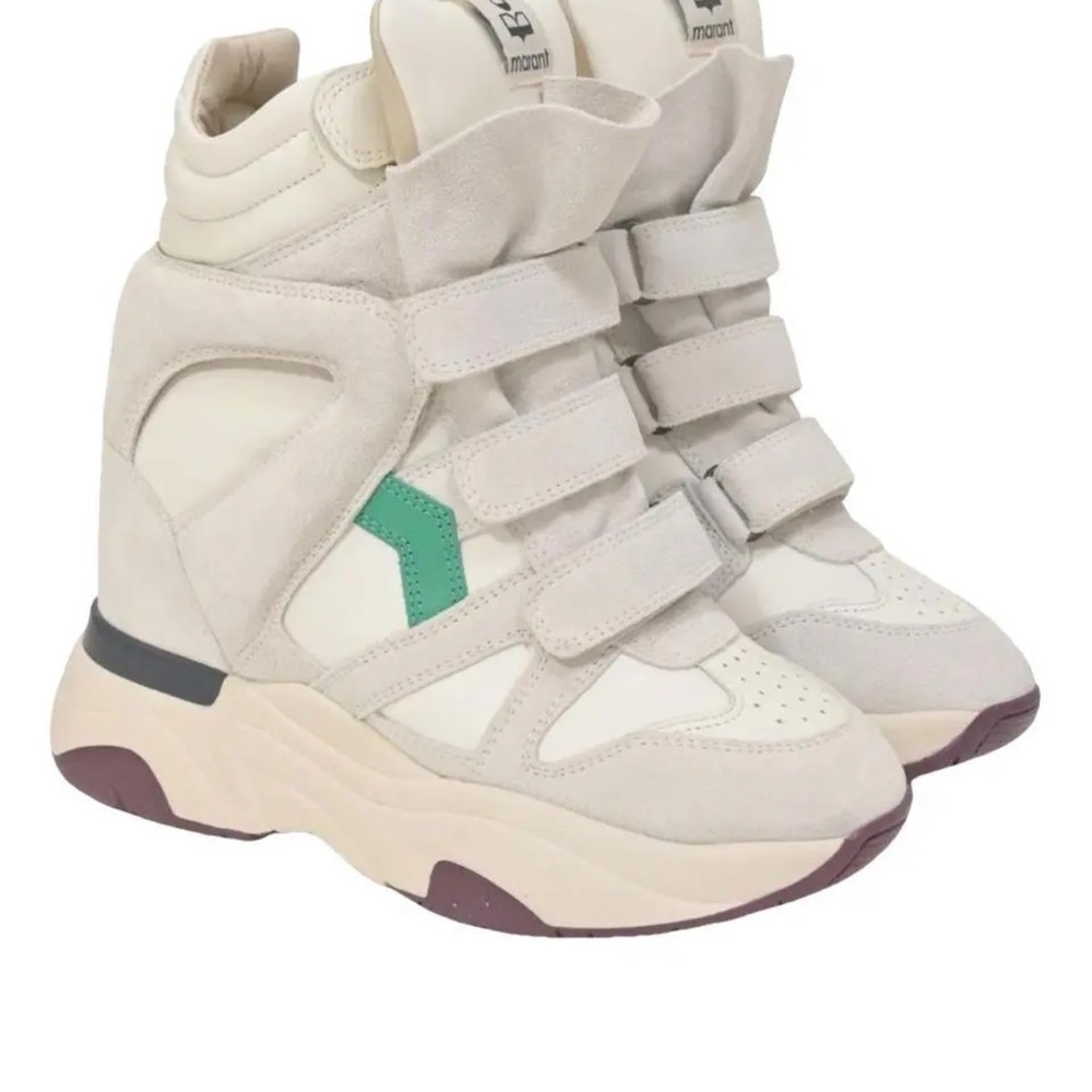 Isabel Marant Women's Cream and Green High-Top Sneakers